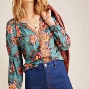 Farm Rio Paola Floral Peasant Blouse | XS